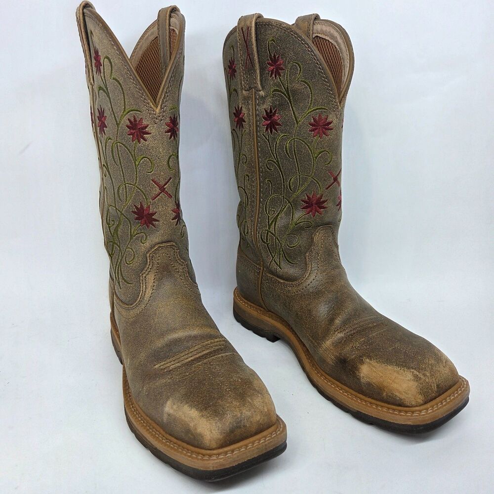 Twisted X WLCS002 Womens ASTM Safety Cowboy Mid Calf Floral Boots Size US 6 B